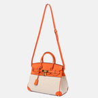 Women’s Two Tone Leather & Canvas Top Handle Bags