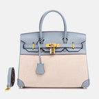 Women’s Two Tone Leather & Canvas Top Handle Bags