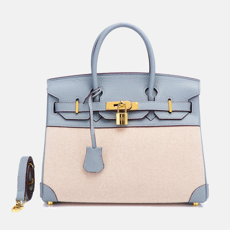 Women’s Two Tone Leather & Canvas Top Handle Bags