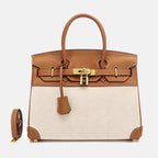 Women’s Two Tone Leather & Canvas Top Handle Bags