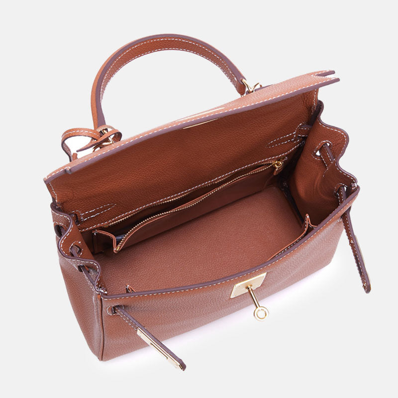 Women’s Lychee Grain Top Handle Bag in Full Grain Leather