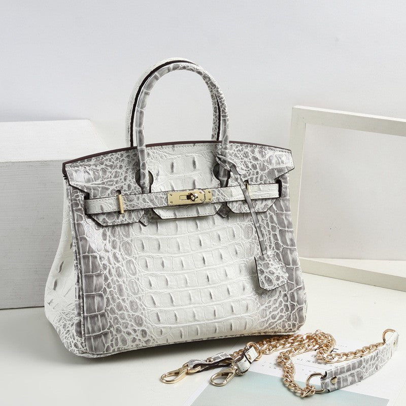 Women’s Alligator Print Top Handle Bags in Split Leather