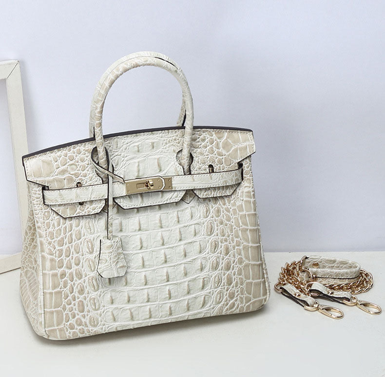 Women’s Alligator Print Top Handle Bags in Split Leather