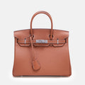 Women’s Full-Grain Leather Top Handle Bag In Silver Lock Closure