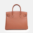 Women’s Full-Grain Leather Top Handle Bag In Silver Lock Closure