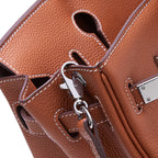 Women’s Full-Grain Leather Top Handle Bag In Silver Lock Closure