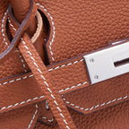 Women’s Full-Grain Leather Top Handle Bag In Silver Lock Closure