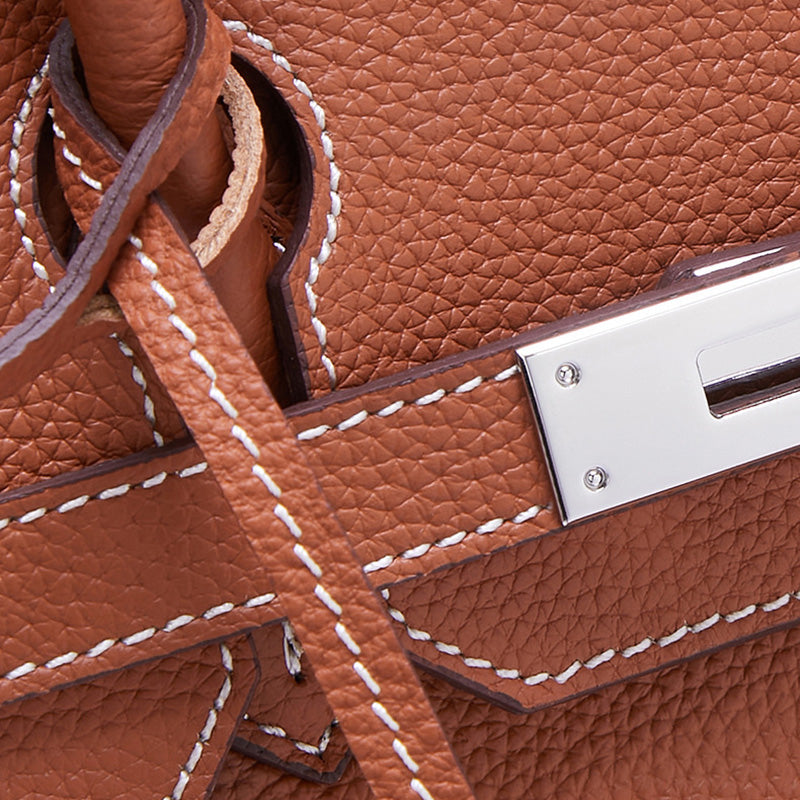 Women’s Full-Grain Leather Top Handle Bag In Silver Lock Closure