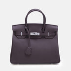 Women’s Full-Grain Leather Top Handle Bag In Silver Lock Closure