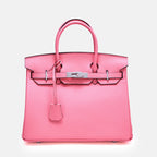 Women’s Full-Grain Leather Top Handle Bag In Silver Lock Closure