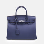 Women’s Full-Grain Leather Top Handle Bag In Silver Lock Closure