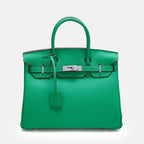 Women’s Full-Grain Leather Top Handle Bag In Silver Lock Closure