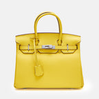 Women’s Full-Grain Leather Top Handle Bag In Silver Lock Closure