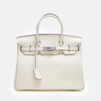 Women’s Full-Grain Leather Top Handle Bag In Silver Lock Closure