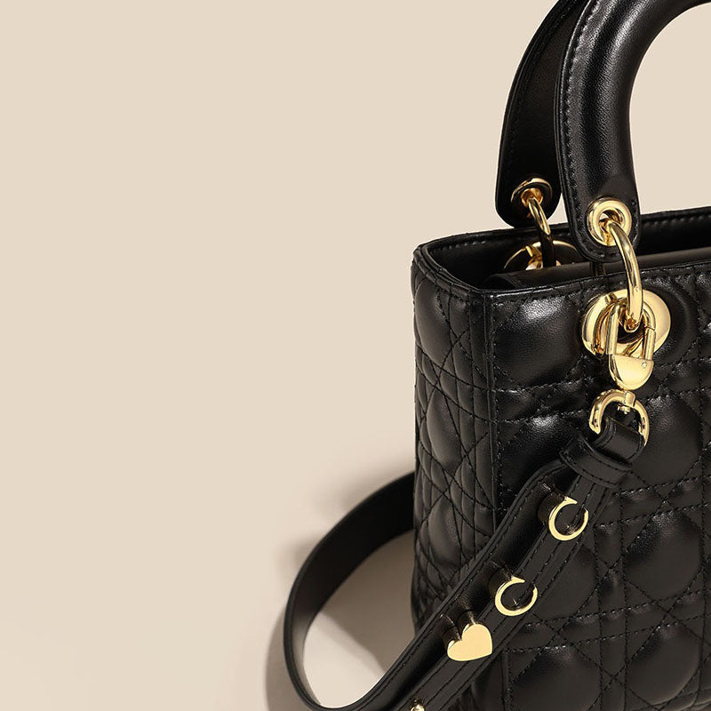 Women’s Small Quilted Minimalist Shoulder Handbag In Gold Hardware