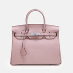 Women’s Full-Grain Leather Top Handle Bag In Silver Lock Closure