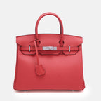 Women’s Full-Grain Leather Top Handle Bag In Silver Lock Closure