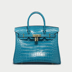 Women’s Smooth Croc Print Genuine Leather Top Handle Bags