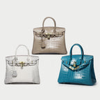 Women’s Smooth Croc Print Genuine Leather Top Handle Bags