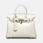 Women’s Smooth Croc Print Genuine Leather Top Handle Bags
