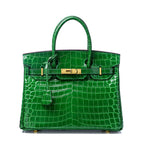 Women’s Smooth Croc Print Genuine Leather Top Handle Bags