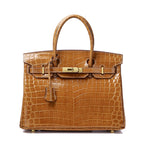 Women’s Smooth Croc Print Genuine Leather Top Handle Bags