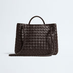 Women’s Woven Leather Crossbody Top Handle Bag with Diamond Pattern