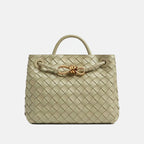 Women’s Woven Leather Crossbody Top Handle Bag with Diamond Pattern