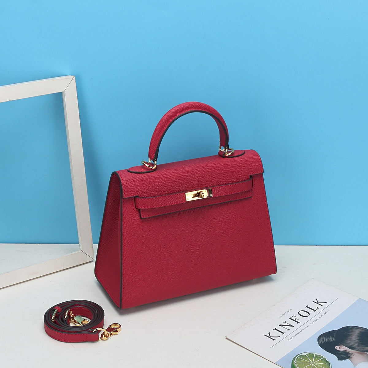 Women’s Epsom Leather Top Handle Bag in Gold Hardware