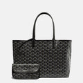 Women’s Split Leather PVC Canvas Geometric Printed Tote Bag