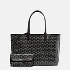Women’s Split Leather PVC Canvas Geometric Printed Tote Bag
