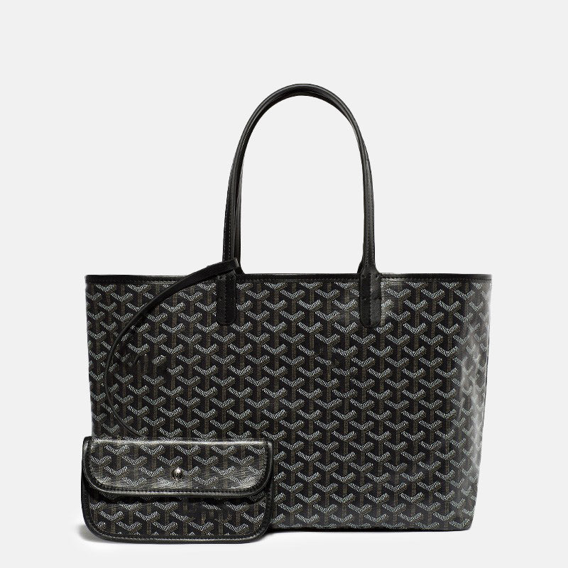 Women’s Split Leather PVC Canvas Geometric Printed Tote Bag