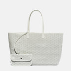 Women’s Split Leather PVC Canvas Geometric Printed Tote Bag