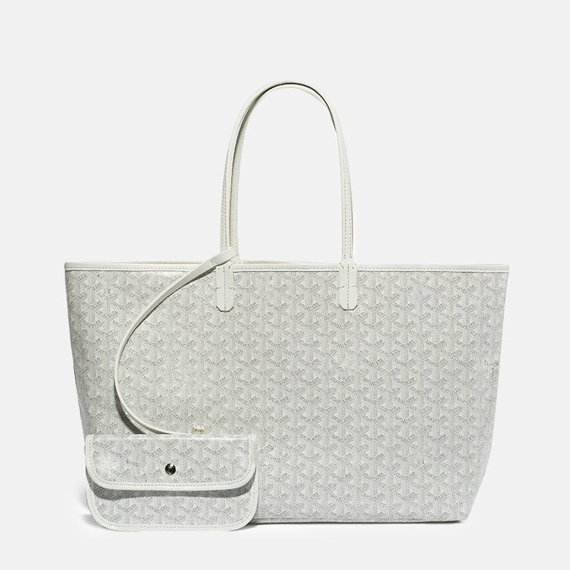 Women’s Split Leather PVC Canvas Geometric Printed Tote Bag