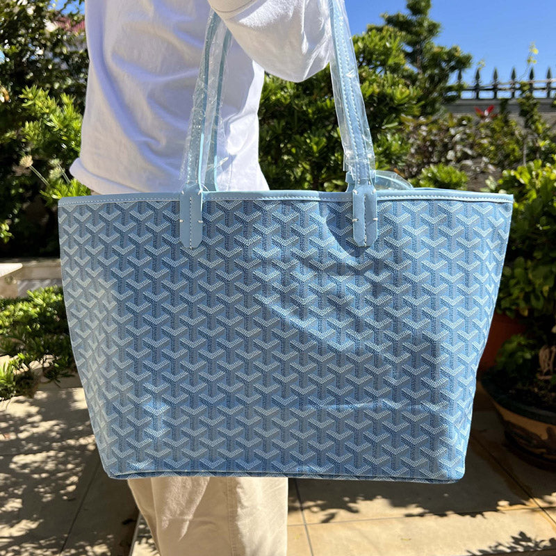 Women’s Split Leather PVC Canvas Geometric Printed Tote Bag