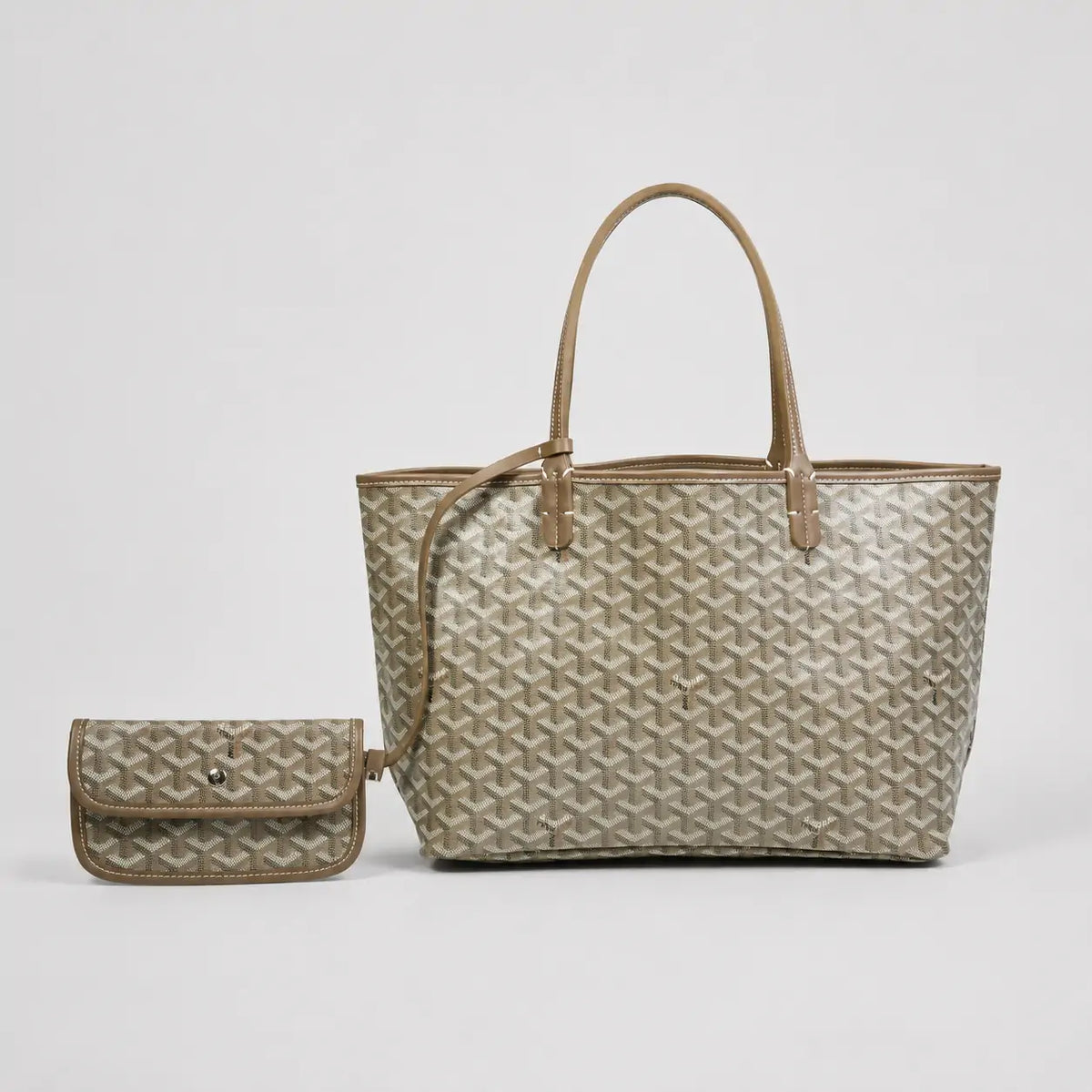 Women’s Split Leather PVC Canvas Geometric Printed Tote Bag