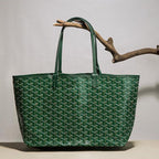 Women’s Split Leather PVC Canvas Geometric Printed Tote Bag