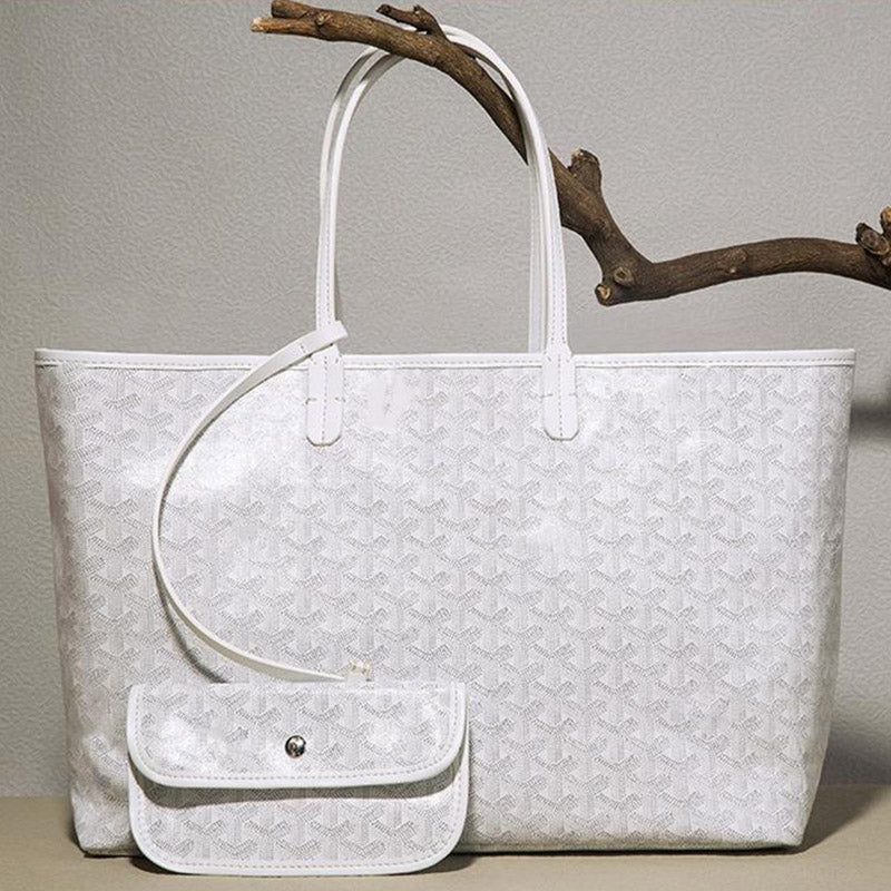 Women’s Split Leather PVC Canvas Geometric Printed Tote Bag