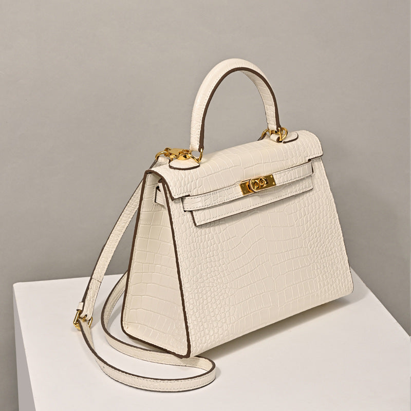 Women’s Top Handle Bags Croc Print Split Leather
