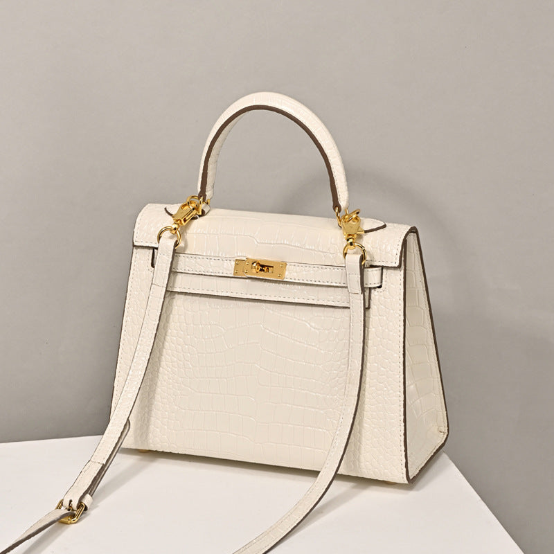 Women’s Top Handle Bags Croc Print Split Leather