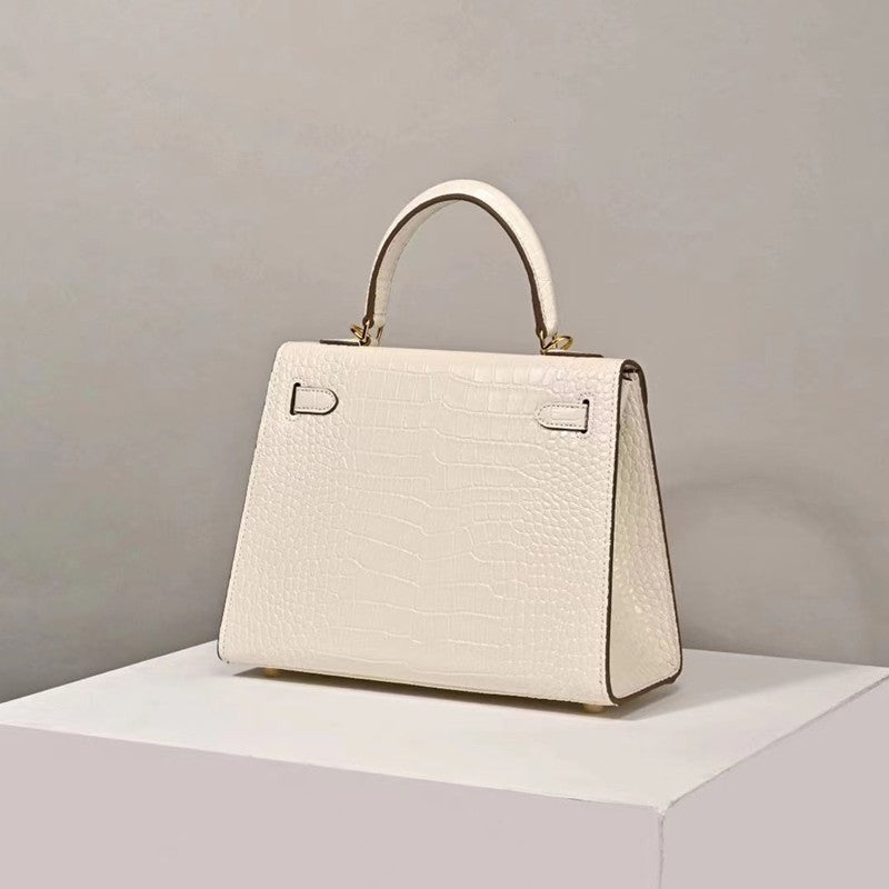 Women’s Top Handle Bags Croc Print Split Leather
