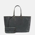 Women’s Split Leather PVC Canvas Geometric Printed Tote Bag