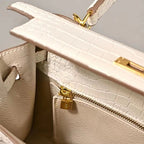 Women’s Top Handle Bags Croc Print Split Leather