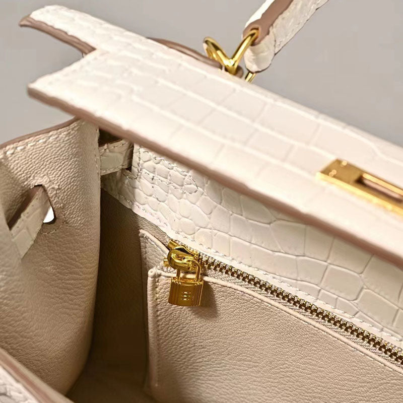 Women’s Top Handle Bags Croc Print Split Leather