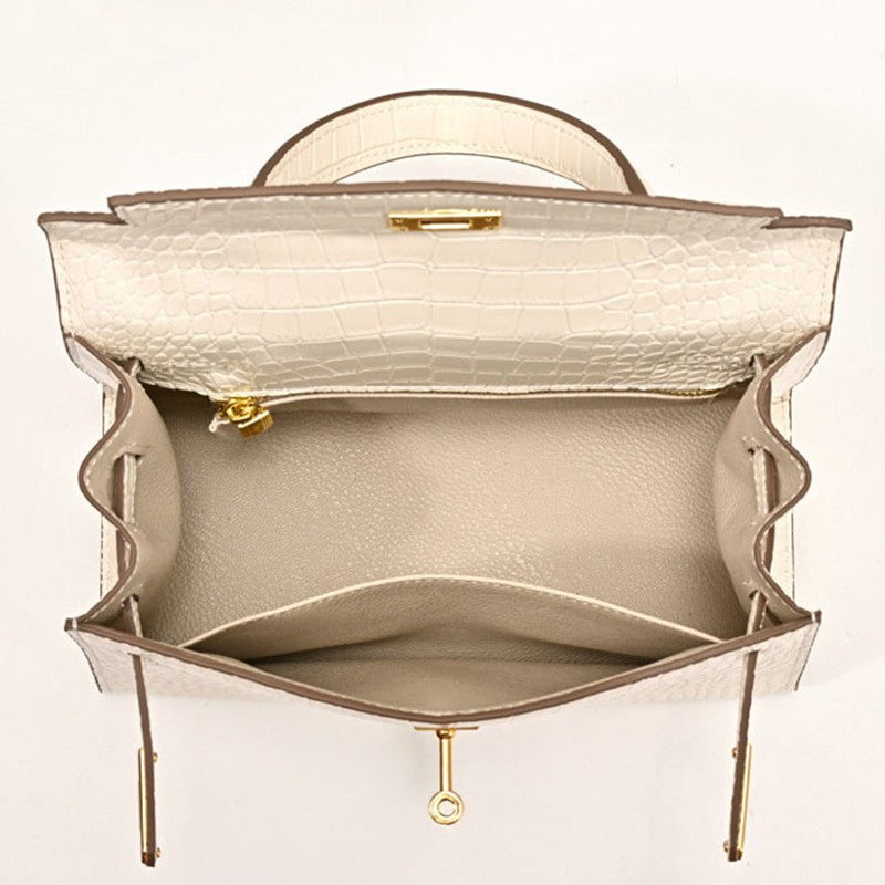 Women’s Top Handle Bags Croc Print Split Leather