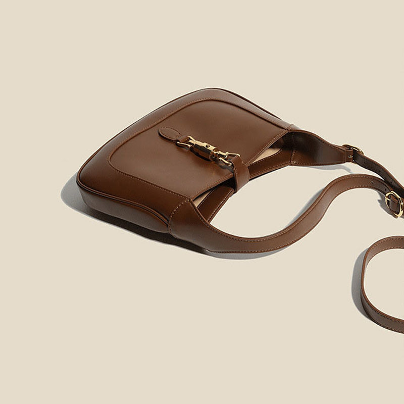 Women’s Vintage Genuine Leather Lock Buckle Saddle Shoulder Crossbody Handbag