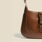 Women’s Vintage Genuine Leather Lock Buckle Saddle Shoulder Crossbody Handbag