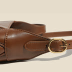 Women’s Vintage Genuine Leather Lock Buckle Saddle Shoulder Crossbody Handbag