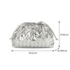 Women’s Mini Woven Evening Clutch Bags in Metallic Vegan Leather
