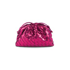 Women’s Mini Woven Evening Clutch Bags in Metallic Vegan Leather